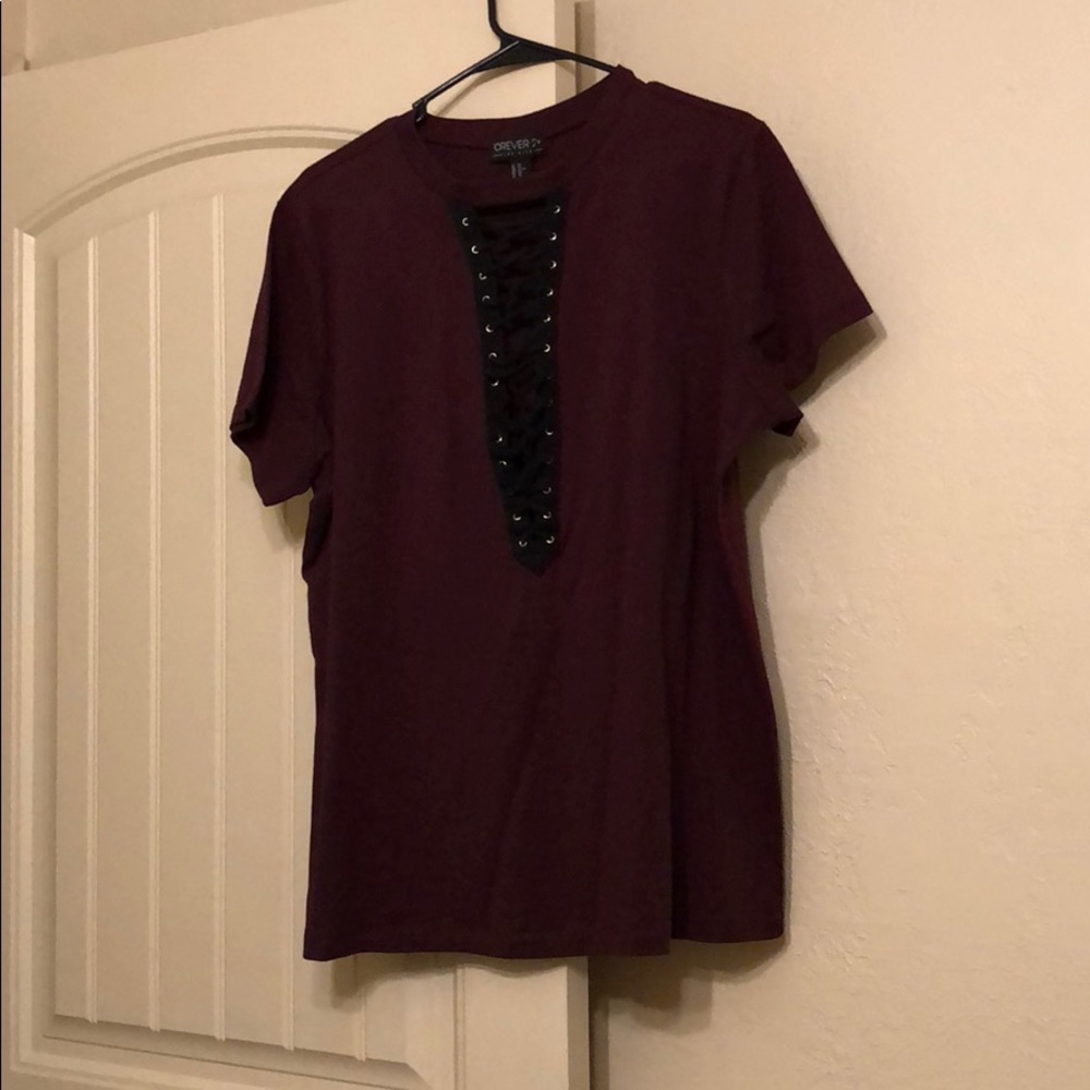 Forever 21 Burgundy T Shirt